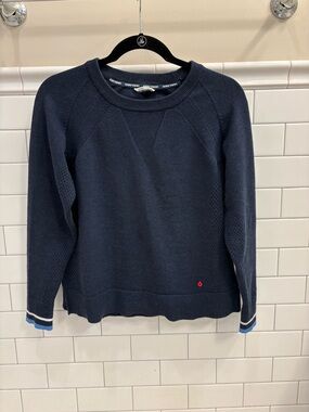 Kari Traa Navy Blue Knit Sweater – Mesh Detail – Size Small